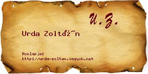 Urda Zoltán névjegykártya